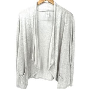 Athleta Sweater Girls XL 14 Open Cardigan Slub Knit Gray + Pockets Thumbholes